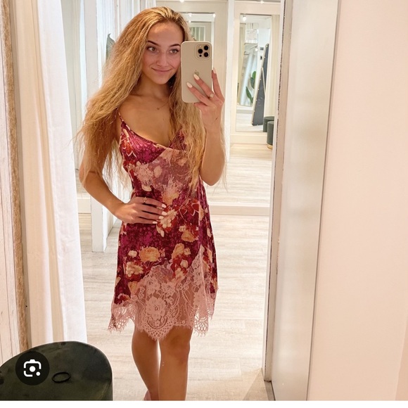 Intimately Free People Sunfade Floral Print Slip Dress Pink Size Small - Picture 3 of 5